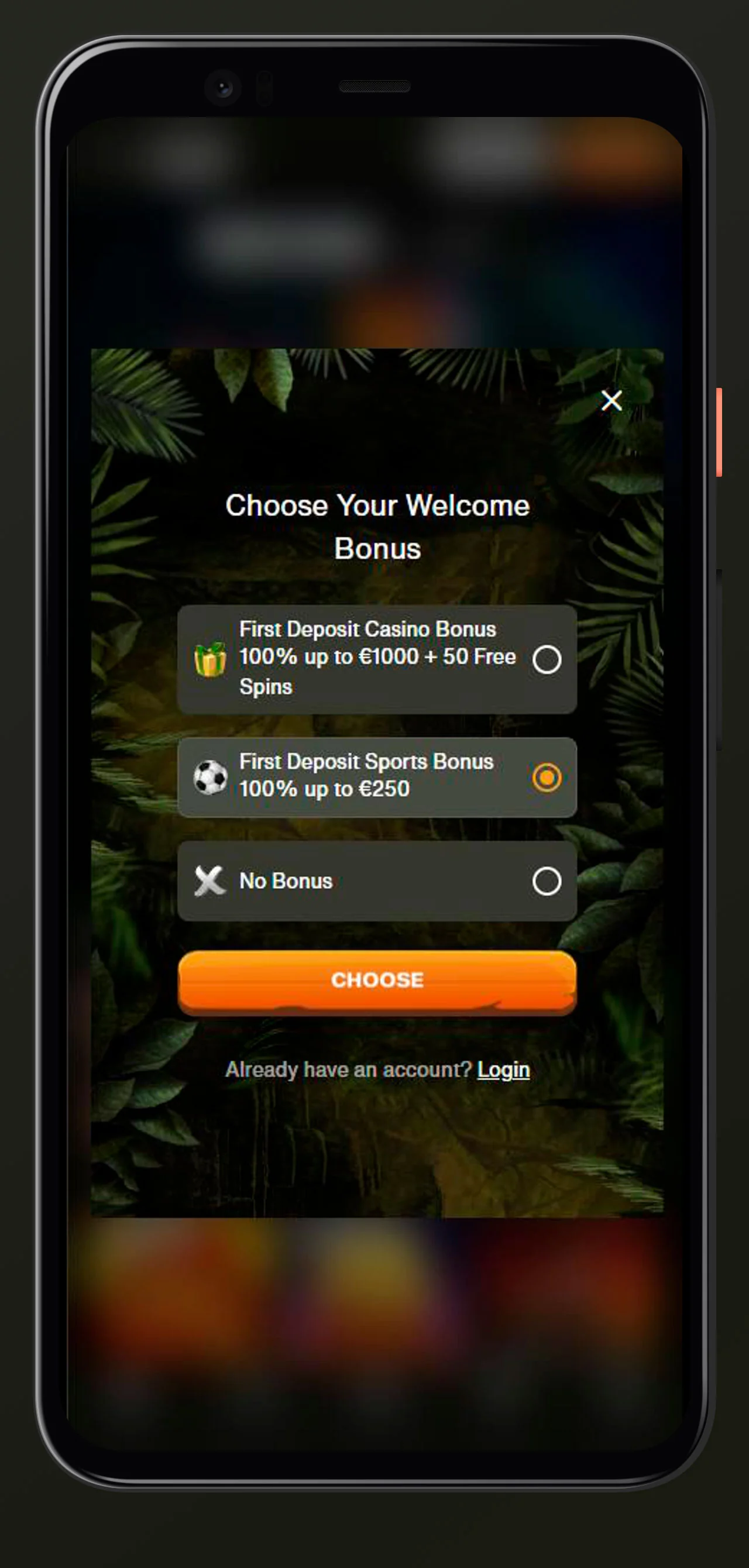choose bonus cashwin casino